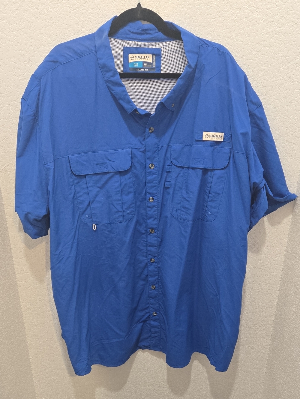 Magellan Outdoors Men's Short-Sleeve Performance Button-Down Shirt - Blue
